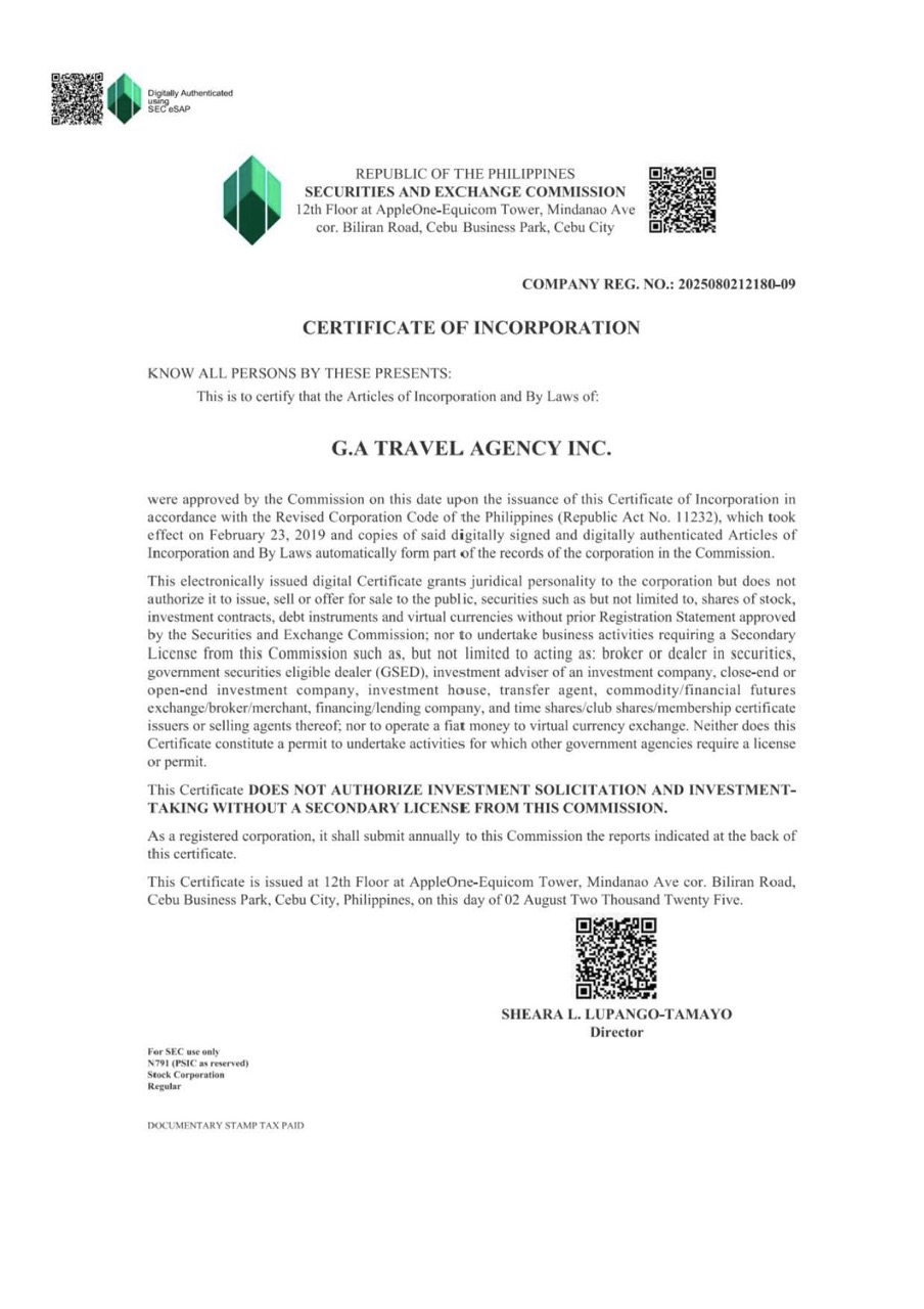 SEC Certificate of Incorporation